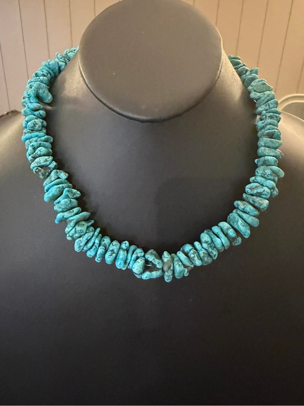 Sterling silver turquoise nugget necklace 18 inch
